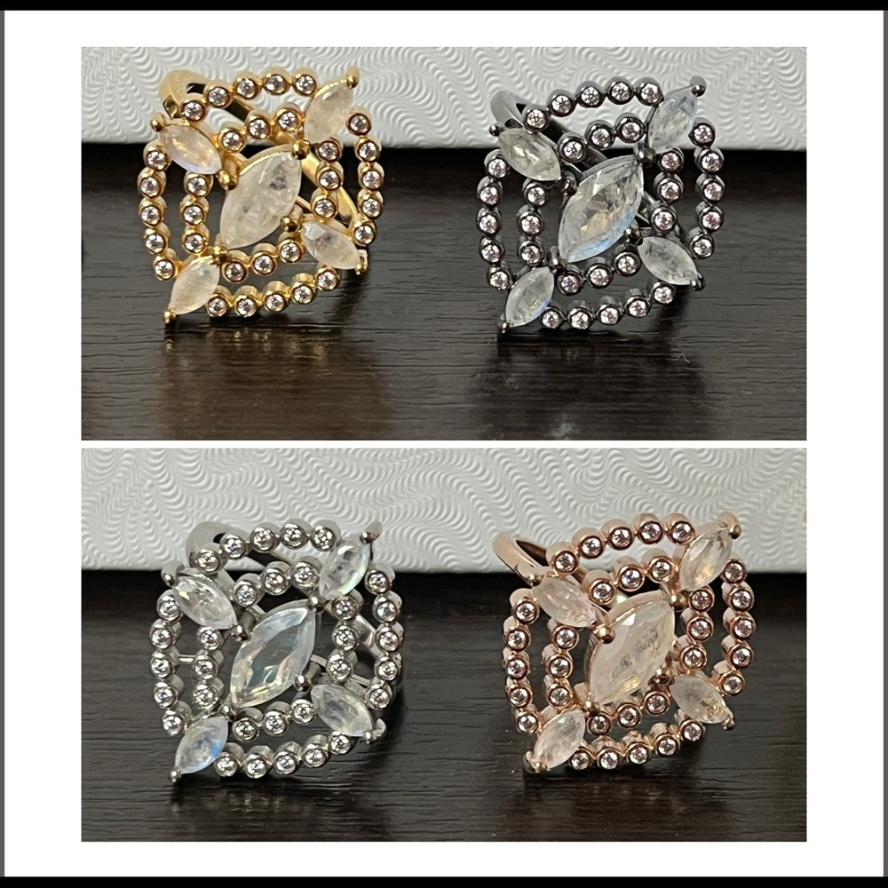 Gunmetal Artemis Rainbow Moonstone Ring